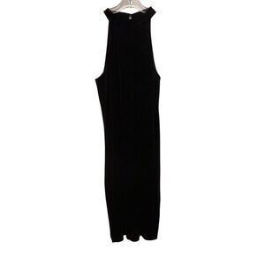Green Envelope Women's Black Sleeveless Velvet like Knee Length Dress‎ Size S